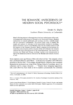 The Romantic Antecedents of Meadian Social Psychology