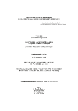 i UNIVERSITÉ PARIS IV - SORBONNE ÉCOLE DOCTORALE