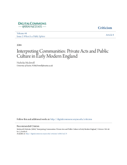 Private Acts and Public Culture in Early Modern England