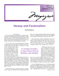 Heresy and Factionalism