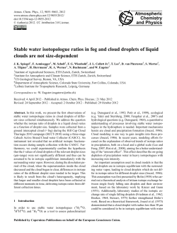 Stable water isotopologue ratios in fog and cloud droplets of liquid