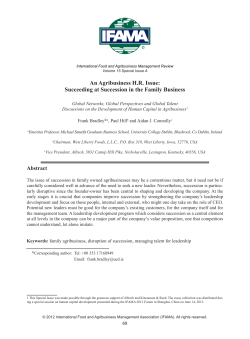 An Agribusiness H.R. Issue: Succeeding at Succession in the Family