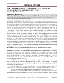 Functional Outcome of Patellar Fractures Treated