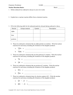 Nuclear Reactions Basics Block: ______ 1. Define radioactivity