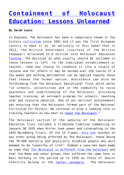 Containment of Holocaust Education: Lessons Unlearned