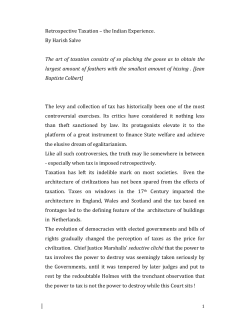 Retrospective Taxation – the Indian Experience. By Harish