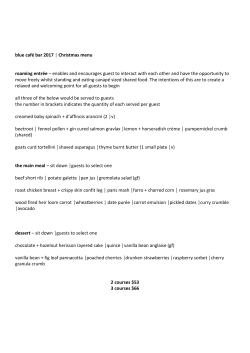 Christmas menu - Blue Cafe Bar