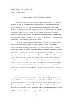 Hypothetical Statements in Phenomenalism