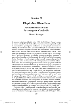 Klepto-Neoliberalism: authoritarianism and patronage in Cambodia