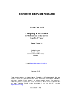 Some Lessons from East Timor