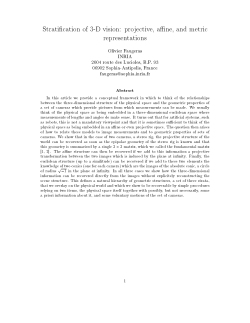 Faugeras (1995) Stratification of 3-d vision. Projective, affine