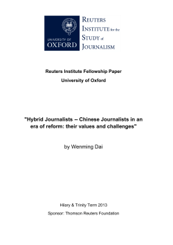 "Hybrid Journalists -- Chinese Journalists in an era of reform: their