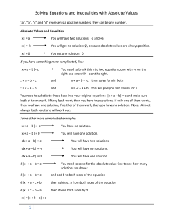 Solving Equations and Inequalities with Absolute Values 1