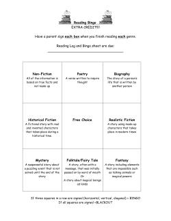 Reading Bingo EXTRA CREDIT!!!! Have a parent sign each box