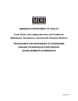 Foodborne Outbreak Protocol - Minnesota Department of Health