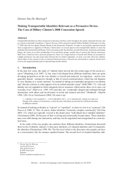 Dorien Van De Mieroop* Making Transportable Identities Relevant