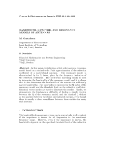 BANDWIDTH, Q FACTOR, AND RESONANCE MODELS OF