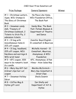 CSEC Door Prize Donation List Prize Package Donors/Sponsors
