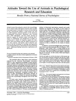 Attitudes Toward the Use of Animals in Psychological Research and
