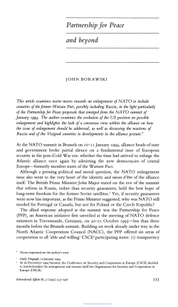 Partnership for Peace and beyond