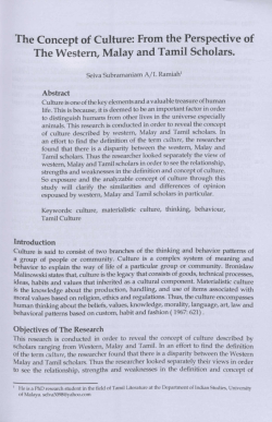 The Concept of Culture: From the Perspective of The Western, Malay