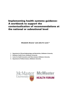 Implementing health systems guidance: A workbook to support the