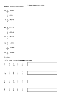 1) Put these fractions in descending order. 1 3 5 1 5 3 4 12 2 6 1 2 4
