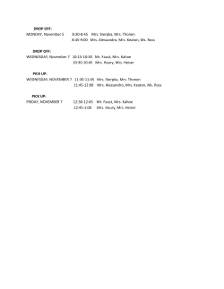 DROP OFF: MONDAY, November 5 8:30