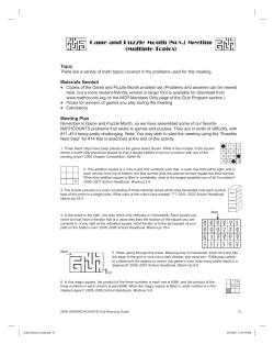 Game and Puzzle Month (Nov.) Meeting