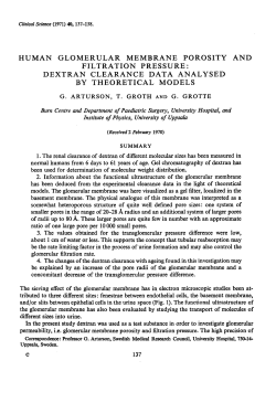Human Glomerular Membrane Porosity and Filtration Pressure