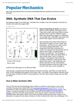 XNA: Synthetic DNA That Can Evolve