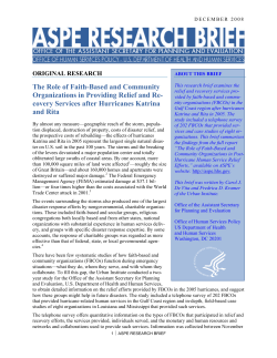 The Role of Faith-based and Community Organizations in Providing