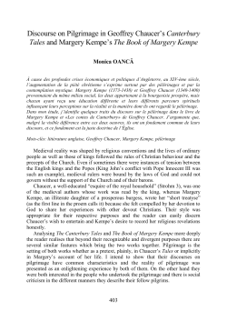 Discourse on Pilgrimage in Geoffrey Chaucer`s Canterbury Tales