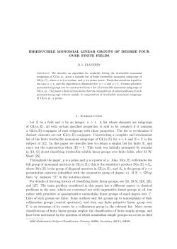 IRREDUCIBLE MONOMIAL LINEAR GROUPS OF DEGREE FOUR
