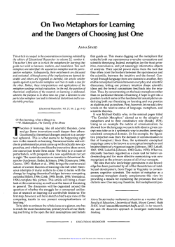 On Two Metaphors for Learning and the Dangers of
