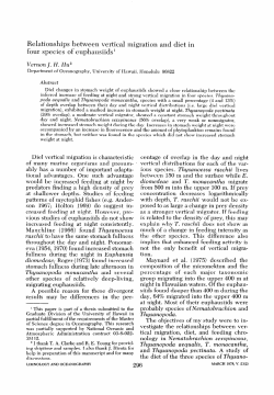 HU, VERNON JH Relationships between vertical migration and diet