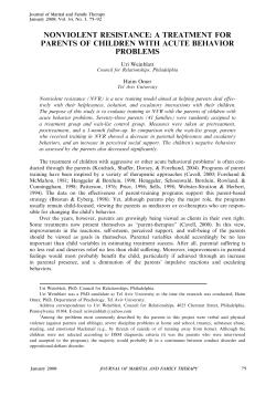 nonviolent resistance: a treatment for parents of children with acute