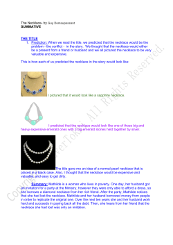 The Necklace- by Guy Demaupassant SUMMATIVE THE TITLE 1