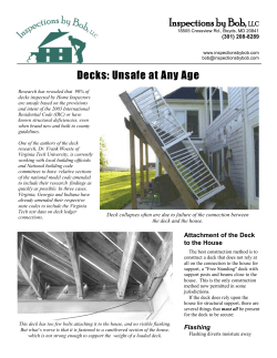 Inspections by Bob, LLC Decks: Unsafe at Any Age