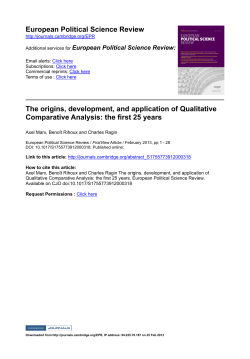 European Political Science Review The origins, development, and