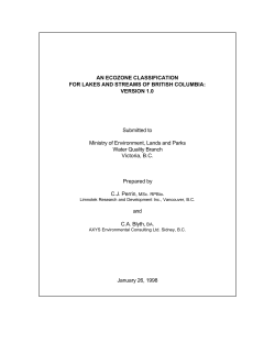 AN ECOZONE CLASSIFICATION FOR LAKES AND STREAMS OF