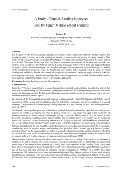 A Study of English Reading Strategies Used by Senior