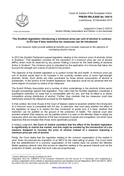 The Scottish legislation introducing a minimum price per unit of