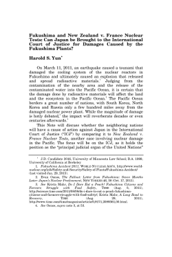 Fukushima and New Zealand v. France Nuclear Tests: Can Japan