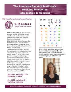 The American Sanskrit Institute`s Weekend Immersion Introduction to