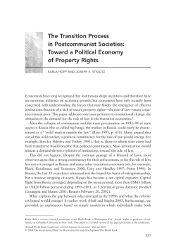 The Transition Process in Postcommunist Societies: Toward a