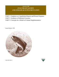 ANALYSIS OF SALMON AND STEELHEAD SUPPLEMENTATION