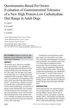 Questionnaire-Based Pet Owner Evaluation of Gastrointestinal