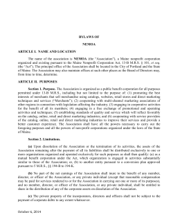 October 6, 2014 BYLAWS OF NEMOA ARTICLE I. NAME AND