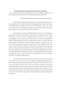 On the Way Japanʹs Foreign and Security Policy Should Be